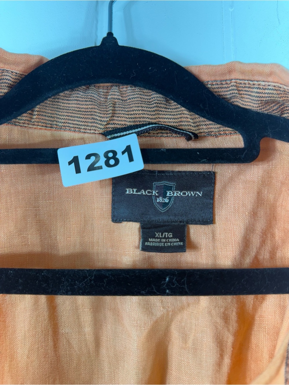 Black Brown 1826 100% Linen Shirt XL Peach Coral Button Front Casual - Picture 4 of 7